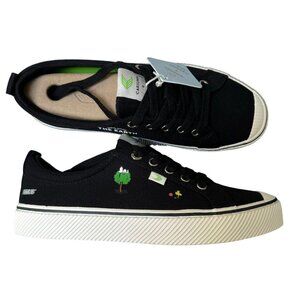 Cariuma Sneakers Peanuts OCA Low Earth Day Black Men Sz 6.5 Women Sz 8 Snoopy